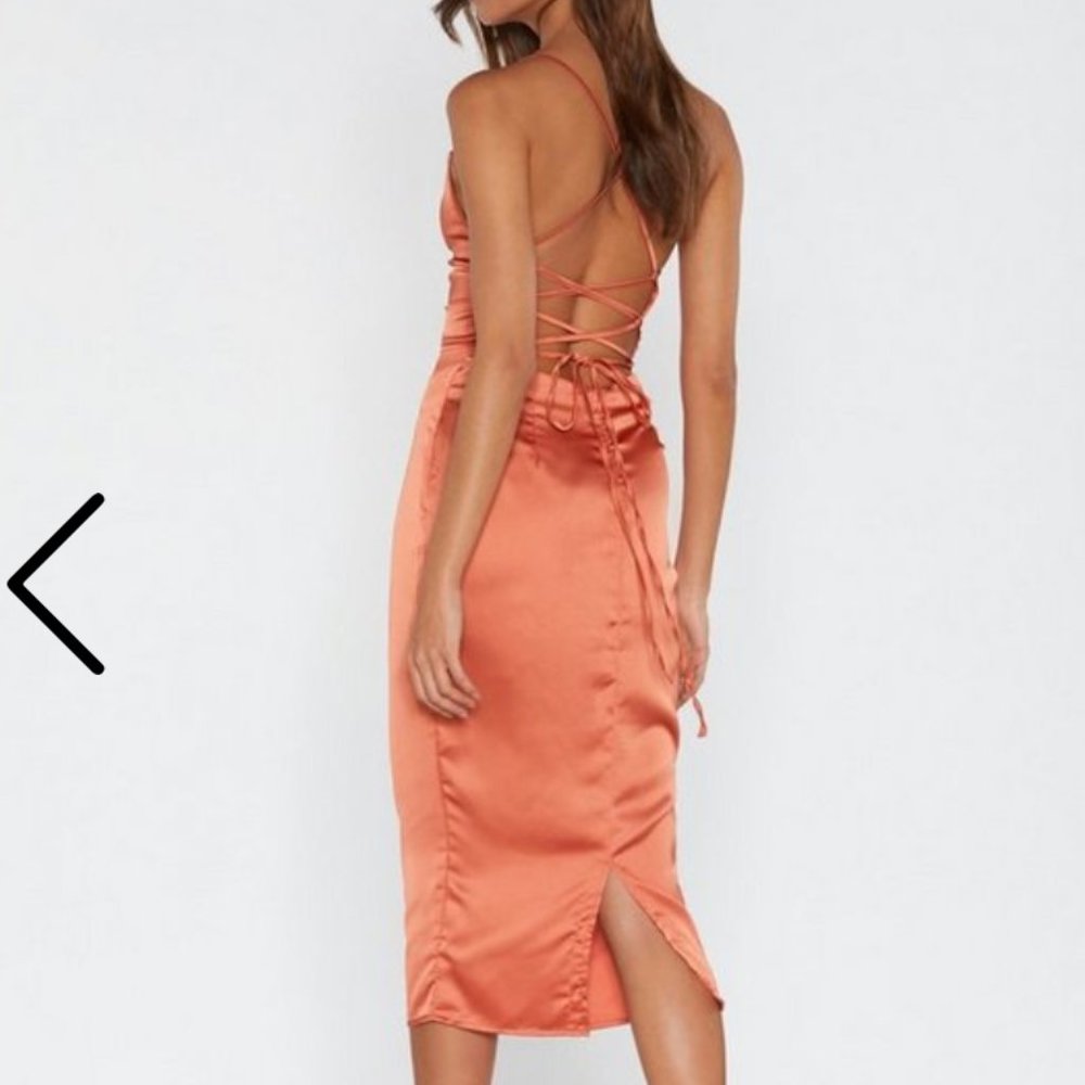 Cowl Are You Satin Midi Dress - Picture 3 of 6